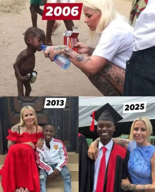 A little boy from Nigeria who was rescued from a ditch by a British woman is celebrating his college graduation today  Congratulations to him!  More people like her, please-Flame Trip